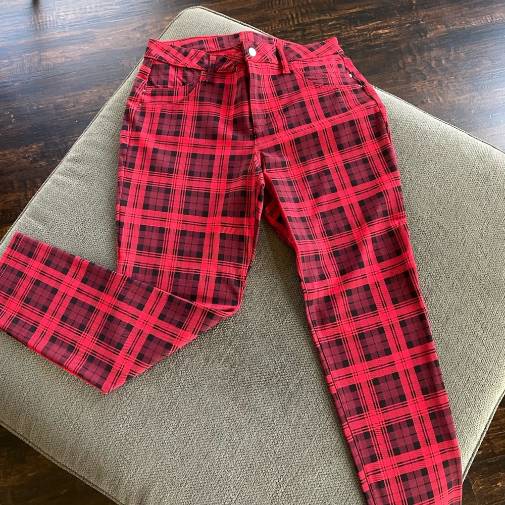 Red and black plaid pants